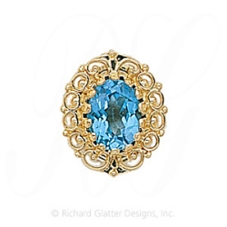 GS104 BT - 14 Karat Gold Blue Topaz Slide 